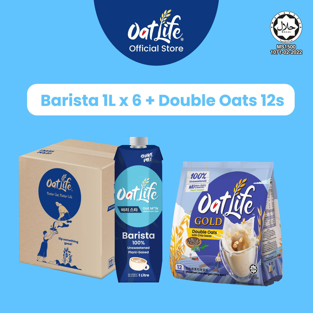 [SAHUR'S TREATS] OatLife Oat Milk Barista 1Lx6 + Double Oats 12s x1 - OatLife