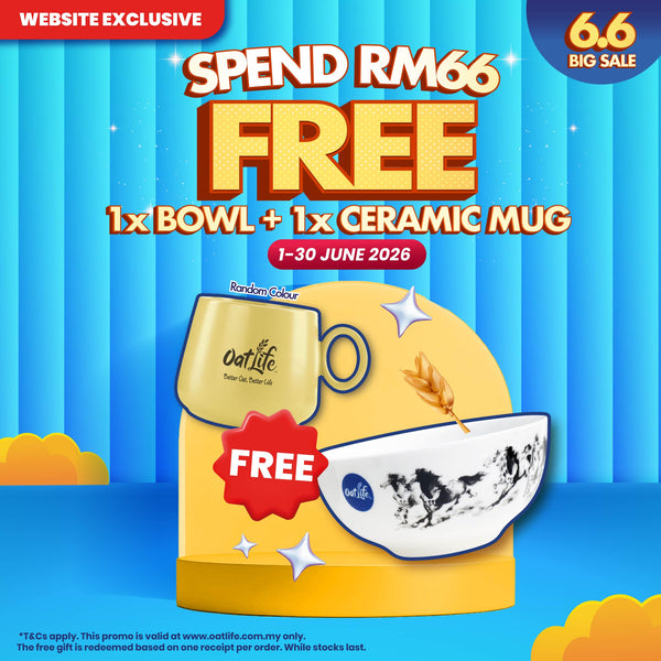 [NOT FOR SALE] FREE 1 x CNY Bowl and 1 x Ceramic Mug [Random Color] - OatLife