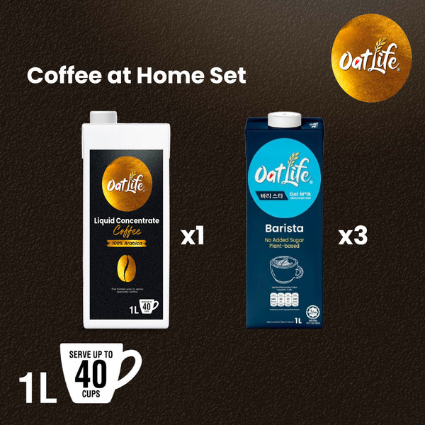 OatLife Café at Home [Liquid Concentrate Coffee 1L x1 + OatLife Oat Milk Barista 1L x3] - OatLife
